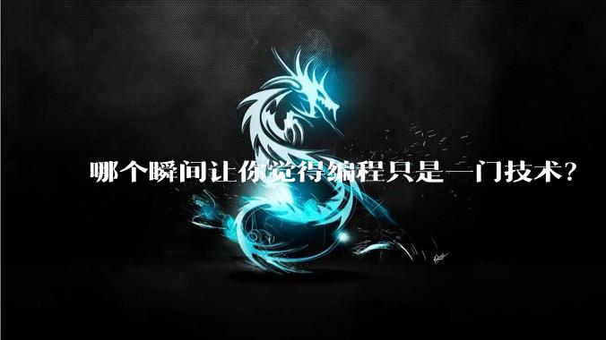 哪个瞬间让你觉得编程只是一门技术？